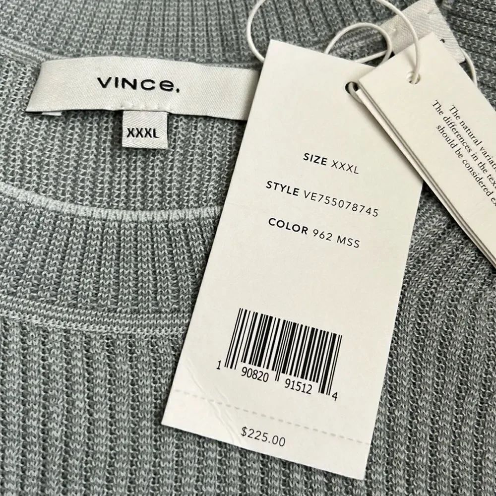 Vince Ribbed Cotton Sweater 3/4 Sleeves Top XXXL - Picture 9 of 14